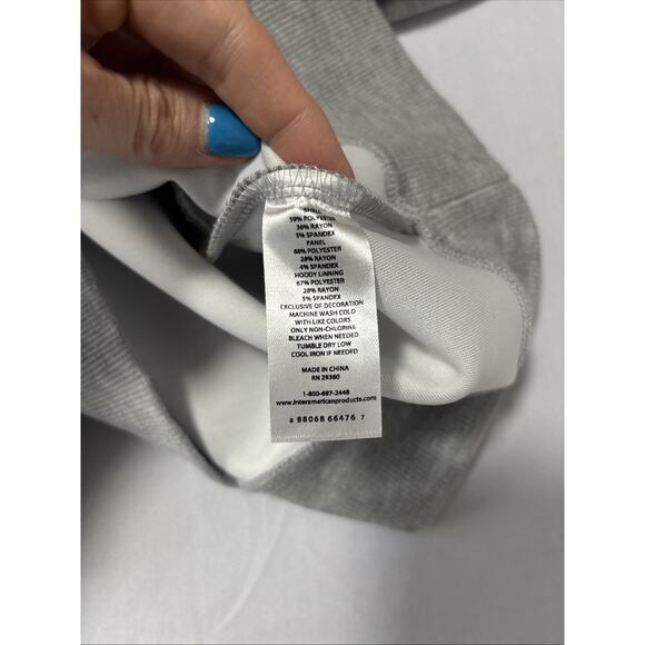 Women's L Light Gray Zip Up Hoodie Sweatshirt Basic Essential Athleisure Active - Picture 5 of 8